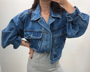 Women's Ruffle Stitching Washed Denim <b>Jacket</b> Casual Thin Long Sleeve Lapel Single Breasted <b>Short</b> Coat Winter Autumn Outwear - Product Image 3