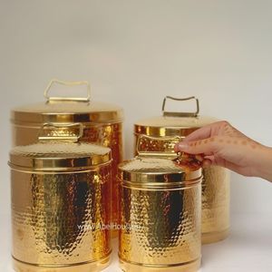Rustic Handmade Hammered Copper Storage Canisters Set with Lid, Kitchen <b>Jars</b> for Coffee Tea Sugar, Vintage Copper Containers - Product Image 3