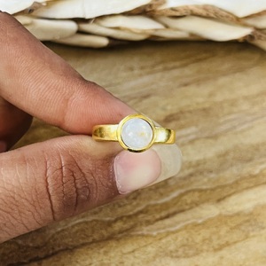 Trendy wholesale Moonstone Brass <b>Ring</b> 18k Gold Plated <b>Statement</b> Bohemian Vintage <b>Ring</b> Handmade <b>Ring</b> For Women Solitaire <b>Ring</b> - Product Image 4