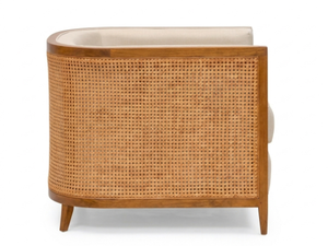 Fauteuil d'appoint moderne et durable en rotin avec rembourrage en mousse et structure en bois pour salon - Product Image 2