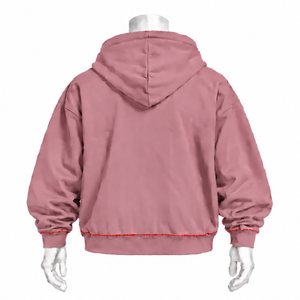 เสื้อฮู้ดปักลายดอกไม้สีชมพูอ่อน แต่งลายปักแบบอินดัส มีกระเป๋าจิงโจ้ ทรงหลวม สวมใส่สบาย เหมาะสำหรับฤดูหนาว สไตล์สตรีทแวร์ - Product Image 2