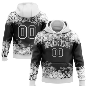 เสื้อฮู้ดดี้ผู้ชายแบบสปอร์ต 3 มิติ ลายเกล็ดหิมะสีดำขาว ดีไซน์ใหม่ ตัดเย็บตามสั่ง ขายส่งโดยตรงจากโรงงาน เป็นมิตรต่อสิ่งแวดล้อม - Product Image 1