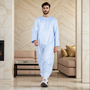 Men Black Polyester Thobe Long Sleeve Ankle Length Sweetheart Neckline Embroidered Breathable Casual Daily Wear Ramadan Prayer - Product Image 6