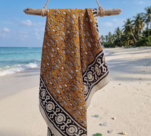 Wholesale Hand Block Printed Lightweight Breathable Long Cotton <b>Sarong</b> Pareo Floral Beach Wrap for Women Boho Cover 100% Cotton - Product Image 1