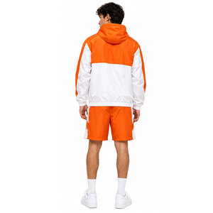 FREEZY APPAREL Ensemble veste à capuche et short pour homme, orange et blanc, style streetwear, tissu tricoté respirant - Product Image 4