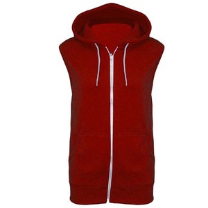 Sudadera con capucha gris sin mangas para hombre con cremallera y cordón ajustable, chaleco informal con capucha - Product Image 4