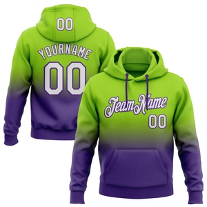 Sudadera con Capucha Deportiva de Moda, Diseño Nuevo, Personalizada, con Degradado Verde Neón, Blanco y Morado, Venta Directa de Fábrica - Product Image 1