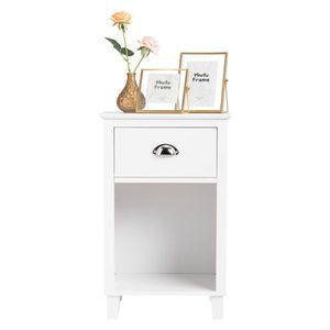 Comodino Moderno e Semplice in MDF Bianco Verniciato a Spruzzo, 40*30*63cm, con Gambe Alte e Due Cassetti, Arredamento per Camera da Letto - Product Image 3