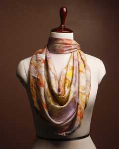 Handmade Mulberry Silk <b>Scarf</b> for Women <b>Square</b> Floral Pattern Printed Custom Design From India for Spring - Product Image 2