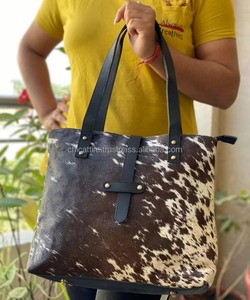 Bolso Tote Bohemio de Cuero Genuino con Pelo de Vaca, Bolso de Hombro Vintage Ligero - Product Image 2