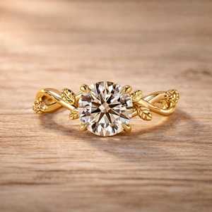 Bague de fiançailles en or massif 10K 14K 18K avec diamant de laboratoire taille marquise et taille rond, design de joaillerie fine, certifiée IGI - Product Image 3