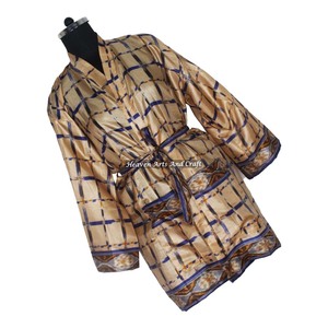 Bata Sexy para Mujer, Kimono Corto de Seda, Bata de Baño Bohemia de Verano, Kimono Corto de Manga Larga, Bata de Seda para Mujer, Kimono Corto de Algodón - Product Image 6