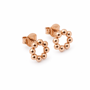 Boucles d'oreilles clous cercle perlé en or rose 18 carats pour femme, finition polie, style minimaliste, pour usage quotidien, bijoux de fête, cadeau - Product Image 4