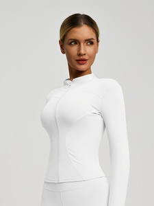 Veste de yoga pour femme, anti-transpiration, en nylon, coupe ajustée, extensible, légère, avec fermeture éclair - Product Image 4