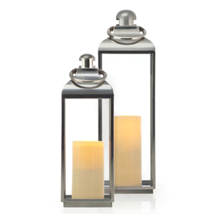 Ensemble de lanternes à bougies en métal doré au design traditionnel, en acier inoxydable et en verre, pour la décoration intérieure et extérieure de la maison - Product Image 2