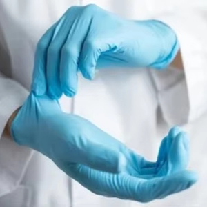 Gants en nitrile jetables sans poudre à usage intensif, qualité médicale, bleu/bleu foncé/orange - Product Image 1