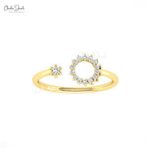 Top Selling 14K Solid Gold Open Cuff <b>Dainty</b> Wedding <b>Ring</b> 0.14CTW White Diamond IGI Certified Bridal Jewelry at Factory Cost - Product Image 1