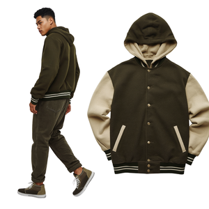Veste bomber varsity à double capuche de luxe pour hommes - Product Image 2