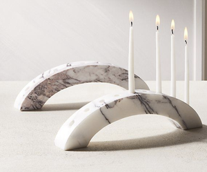 Juego de Portavelas de Arco de Mármol Natural de Lujo, Centro de Mesa Decorativo para Velas Cónicas, Decoración para el Hogar, Regalo - Product Image 1