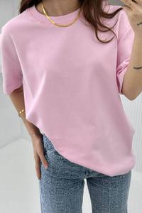 Blusa Holgada para Mujer con Manga Corta, Ligera, Clásica, Cuello Redondo Relajado - Product Image 4
