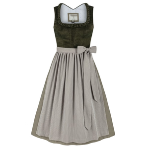 Women's Vintage Dirndl <b>Dress</b> A-Line Midi Short Sleeve Velvet <b>Ruffle</b> Sleeve Pleated Hem with Belt Natural Waistline - Product Image 2