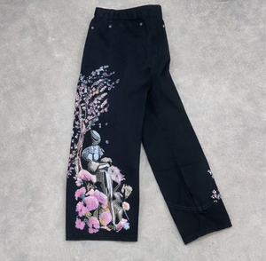 Jeans Blossom Denim con Bordado de Caballero, Pantalones Anchos de Cintura Alta para Mujer, Diseño Artístico Y2K, Jeans de Moda de Cintura Alta para Mujer - Product Image 2