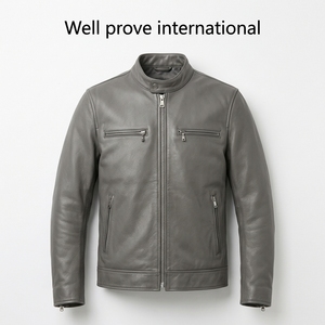Chaqueta de Motero Personalizada con Logotipo en Relieve para Hombre, Color Marrón Bronceado, Cuero Sintético Impermeable y Ecológico, con Paneles en la Parte Trasera - Product Image 5