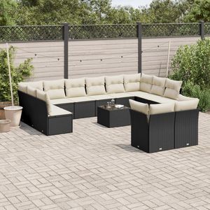 Grand ensemble de canapés de jardin en rotin PE noir avec pieds réglables - Product Image 1