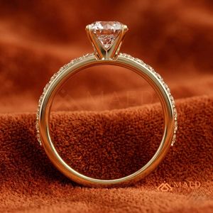 High Quality 14K Gold Pave Band <b>Emerald</b> Cut Zircon <b>Ring</b> | Classic <b>Silver</b> Gold Plated Bridal Wedding <b>Ring</b> - Product Image 3