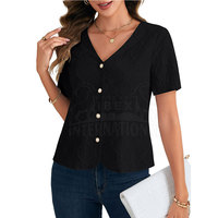 T-shirt en coton tricoté pour femme, coupe classique, broderie, respirant, écologique, décontracté, été, voyage, shopping, vacances, usage quotidien