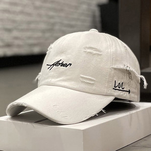Gorra de Béisbol Unisex Desgastada, Estilo Vintage, de Algodón Lavado, con Anillos Metálicos y Letras Bordadas, Estilo Punk Urbano - Product Image 2