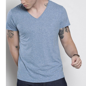 <b>Polyester</b>/Cotton V-Neck Men's <b>T</b>-<b>Shirts</b>-Custom Logo Fleece Fabric Plain Dyed Eco-Friendly Quick Dry Regular Fit OEM/ODM Service - Product Image 2