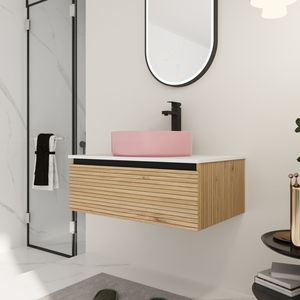 30 Wall-Mounted <b>Bathroom</b> <b>Vanity</b> with Pink Art Ceramic Sink and 1 Soft-Close Drawer Plywood (KD Packing) - Product Image 4