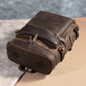 Sac à dos pour ordinateur portable rembourré en cuir imperméable antivol vintage, sac à dos en cuir véritable, équipement de voyage LBP-0447 - Product Image 2