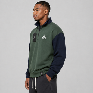 Sudadera con capucha de algodón 100% personalizada OEM/ODM con cremallera de un cuarto, diseño de bloques de color, bordado y estampado de logotipo, ideal para invierno. - Product Image 2