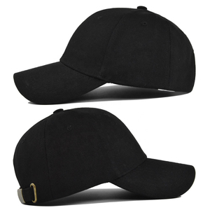 Gorra de Béisbol Negra Sólida Unisex al por Mayor, Gorra de 6 Paneles de Algodón con Hebilla Ajustable de Cobre Dorado - Product Image 1