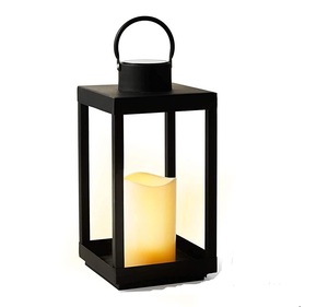 New Arrival 2026 Metal & Glass Square Shape <b>Lantern</b> for Home Decor With <b>Black</b> Finish Candle Holder For Both Indoor & Outdoor - Product Image 1