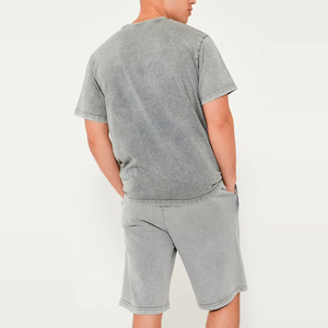 Latest Arrival High Quality Men Casual Acid Wash <b>Elastic</b> Waist Shorts Custom Logo Embroidery Breathable 100% Cotton Eco-Friendly - Product Image 6