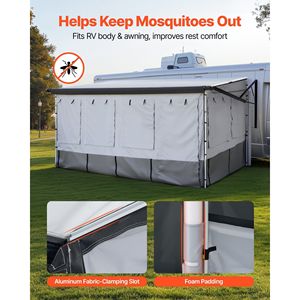 16-17 ft RV Awning <b>Sun</b> <b>Shade</b> Room Compatible with Awnings Featuring Ventilated Mesh Windows and Door - Product Image 5