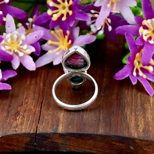 Pink And Blue <b>Turquoise</b> Gemstone Tear Shape Boho And Hippie Style <b>Ring</b> 925 Sterling Silver Handmade Fine Jewelry For Women - Product Image 4