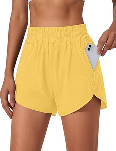 Shorts de course Bermuda pour femmes à séchage rapide avec poche zippée taille haute légers - Product Image 6