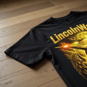 Camiseta Negra Personalizada para Hombre, Estilo Urbano, con Estampado de Búho Dorado y Dinero, Corte Holgado, Cuello Redondo, Algodón Jersey Ecológico - Product Image 2