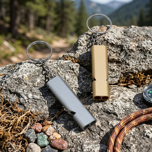 Silbato metálico de doble tubo de 120 decibeles, el más potente, con llavero EDC para salvavidas, emergencias, seguridad y supervivencia. - Product Image 1