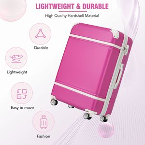 Bagaglio rigido con serratura TSA, valigia leggera espandibile da 28 "con ruote Spinner, bagaglio singolo Vintage, rosa - Product Image 3