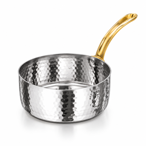 Cacerola de Acero Inoxidable Martillado con Asa Color Cobre y Tapa para Cocina de Gas, Utensilios de Cocina - Product Image 1