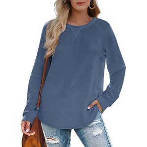 Women's <b>Lined</b> Oversized Crew Neck Long Sleeve Pullover Sweatshirt Polyester/Cotton Knitted Breathable Quick Dry Summer - Product Image 5