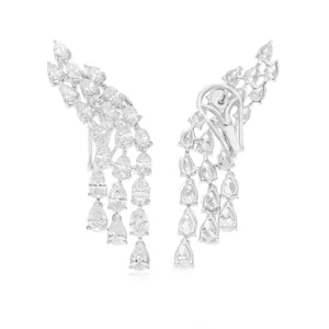 5.95 Ct Lab Grown CVD Pear Cut <b>Diamond</b> Vintage <b>Dangle</b> <b>Earrings</b> 14k White Solid Gold - Product Image 1