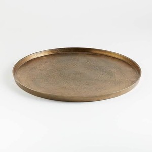 Plateau de service rond en métal martelé doré, fait main, poli, décoratif, parfait pour servir les aliments - Product Image 6