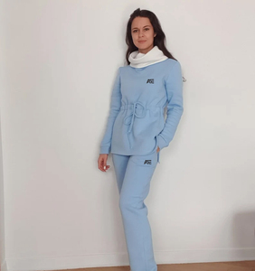 Women Funnel Neck Tracksuit Drawstring Waist Sweatshirt Slim Fit <b>Joggers</b> Cozy Winter Lounge Wear Matching Set - Product Image 2