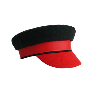 <b>Vintage</b> Wool Blend Fiddler <b>Cap</b> Classic Sailor Fisherman Flat Top Hat Premium Cotton Twill Fiddler <b>Cap</b> Nautical Style Visor Flat - Product Image 2